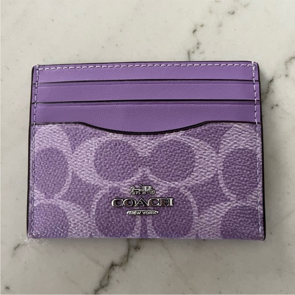 Coach Slim ID Lavender Card Holder - Picture 1 of 5